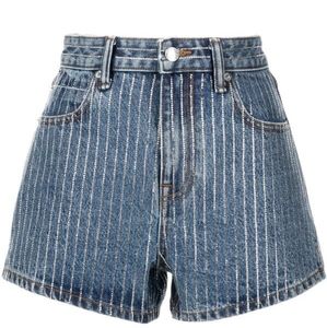Alexander Wang crystal stripe bite short in denim size 24